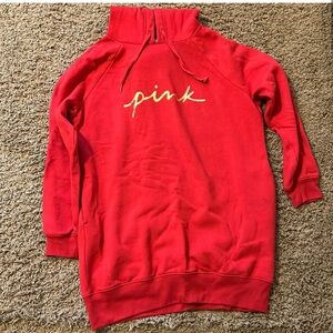 Victoria Secret Pink red fleece oversized hoodie dress
size small